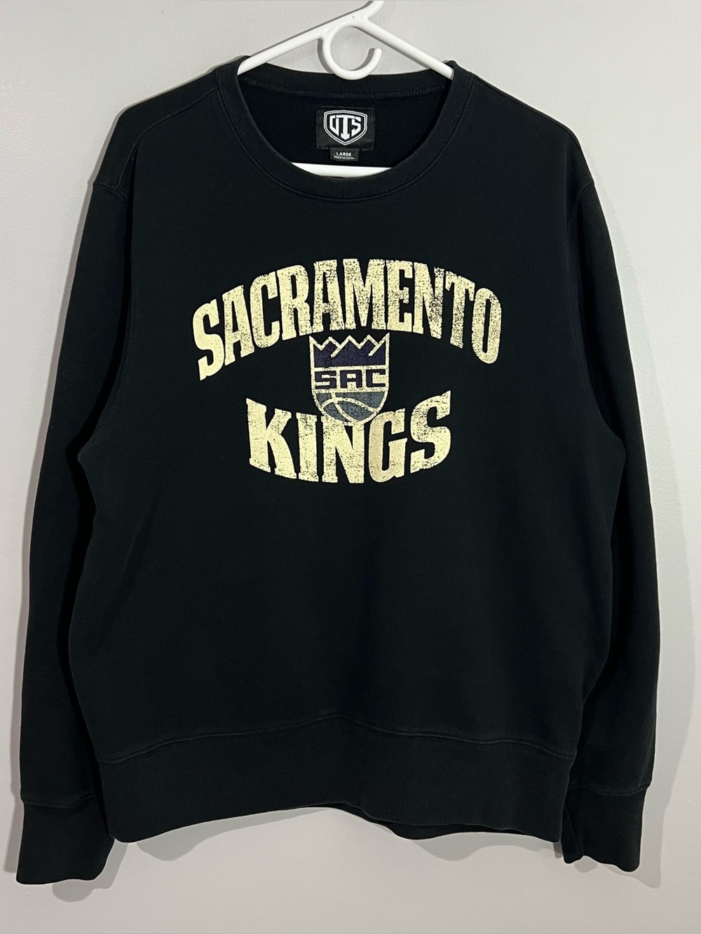 OTS NBA Sacramento Kings Basketball Black Pullover Sweatshirt Mens Large